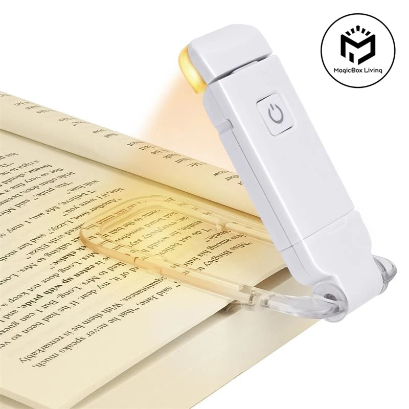 Lâmpada para leitura portátil, recarregável, clip,, marcador com proteção para os olhos