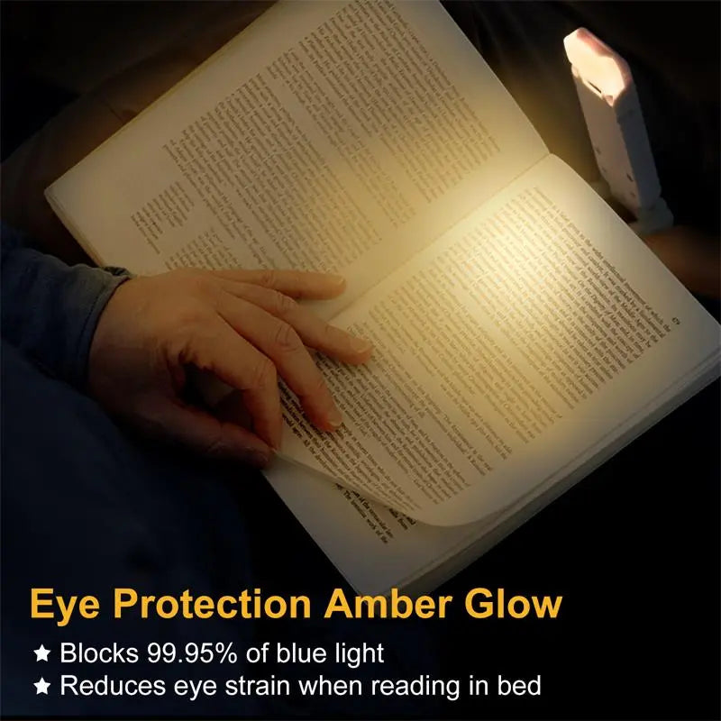 Lâmpada para leitura portátil, recarregável, clip,, marcador com proteção para os olhos